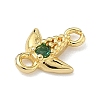 Brass Pave Cubic Zirconia Fish Connector Charms KK-G548-17G-3