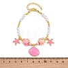 Ocean Brass Enamel Starfish Shell Shape Charm Bracelets for Women KK-CBA68DA-16G-04-5