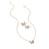 Butterfly Acrylic Rhinestone with Iron Pendant Necklaces & Stud Earrings Sets for Women WGFFCAF-03-5