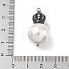 Brass Micro Pave Clear Cubic Zirconia and Creamy White Imitation Pearl Pendants KK-A300-13B-B-3