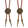 2Pcs Zinc Alloy Flower Bolo Tie Necklaces NJEW-DC0001-27-1