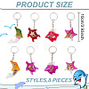 8Pcs 4 Styles Sequins Resin Ocean Aniaml Shell Pendant Keychain KEYC-GO0001-03-2