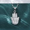 Hamsa Hand 304 Stainless Steel Pendant Necklaces NJEW-H059-01P-2