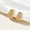C-Shaped with Round Brass Micro Pave Clear Cubic Zirconia Cuff Earrings EJEW-L316-01G-02-2