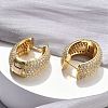 Brass Micro Pave Clear Cubic Zirconia Hoop Earrings EJEW-C182-07C-G-3