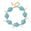 2Pcs 2 Colors Ocean Theme Round Shell Pearl Beads Charm Bracelets BJEW-JB14132-3