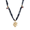 Brass & Evil Eye Resin Pendant Printed Cloth Necklaces FS-WG0AB01-01-1