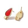 Christmas Candle Alloy Resin Stud Earrings for Women EJEW-E284-05LG-2
