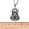 201 Stainless Steel Odin Rune Cross Nun Pendant Twisted Chain Necklaces for Men NJEW-S440-03A-AS-3