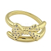 Bowknot Brass Micro Pave Clear Cubic Zirconia Open Cuff Double Rings RJEW-Z046-04G-02-3