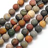 Frosted Round Natural Polychrome Agate Beads Strands G-N0166-67-6mm-1
