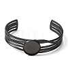 304 Stainless Steel Multi-strand Cuff Bracelet Blanks with Flat Round Bezel Settings SA-CBA4160-01B-EB-2