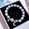 Moon Alloy Cat Eye & Natural Moonstone Round Beaded Charm Bracelets WG18D49-05-1
