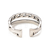 304 Stainless Steel Double Line Open Cuff Ring for Women RJEW-I096-13P-3