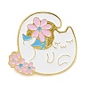 Cartoon Yoga Cat & Flower Enamel Pins JEWB-E030-01G-05-1