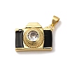 Brass Micro Pave Cubic Zirconia & Enamel Pendants KK-Q098-36G-A-1