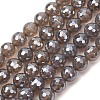 Electroplated Natural Agate Beads Strands G-B191-A07-8mm-05-2