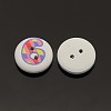 2-Hole Flat Round Number Printed Wooden Sewing Buttons X-BUTT-M002-13mm-6-2