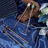 4Pcs Natural Tiger Eye & Natural Green Aventurine & Natural Amethyst & Natural Rose Quartz & Brass Hair Sticks OHAR-ME00002-4
