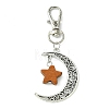 Alloy Moon & Wood Star Pendant Decorations HJEW-JM02180-02-1