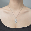 Non-Tarnish 201 Stainless Steel Hollow Hamsa Hand with Eye Pendant Necklace NJEW-OY001-79-2