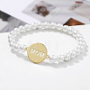 Mother's Day Flat Round with Word Mama Brass Link Bracelets FS-WG7D6C4-01-4