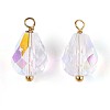 Electroplate Glass Teardrop Charms STAS-N110-13G-1