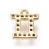 Golden Plated Brass Micro Pave Cubic Zirconia Charms ZIRC-L075-51H-2