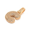 Brass Micro Pave Clear Cubic Zirconia Pendants KK-B099-01G-C-2