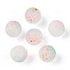 Frosted Baking Paint Crackle Glass Beads with Glitter Powder LS-DGLA-T004-01F-1
