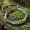 Adjustable Glass Seed Bead & Glass & Brass Beads Multi-Strand Bracelets for Women HR1151-1-2