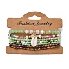 Bohemian Resin & Alloy & Glass Beads & Shell & Plastic Pearls Beaded Stretch Bracelets BJEW-Z169-01D-2