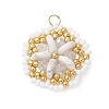 Natural Howlite & Glass Seed Beaded Flower Pendants PALLOY-MZ01211-02-1