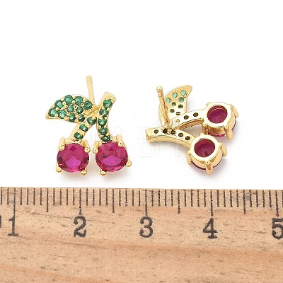 Brass Micro Pave Cubic Zirconia Stud Earrings EJEW-Q015-05G-1