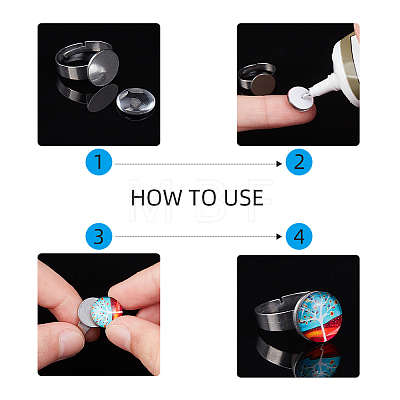Tarnish Resistant Adjustable 304 Stainless Steel Finger Rings Components STAS-F149-20P-1