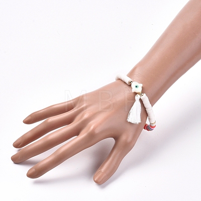Handmade Polymer Clay Heishi Beads Stretch Bracelets BJEW-JB05079-03-1