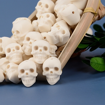 Skull Head Food Grade Silicone Beads PW-WG25871-01-1