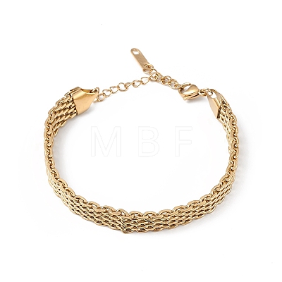 Ion Plating(IP) 304 Stainless Steel Mesh Chain Bracelet X-BJEW-G669-14G-1