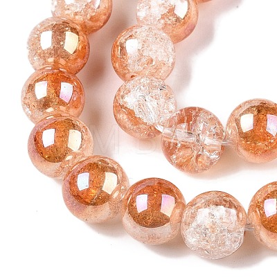 Electroplated Crackle Glass Beads Strands EGLA-N014-10mm-01-1