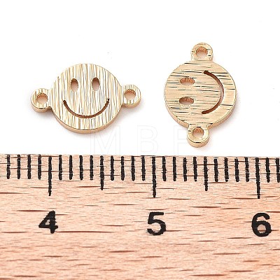 Brass Laser Cut Smiling Face Connector Charms KK-U028-05G-1