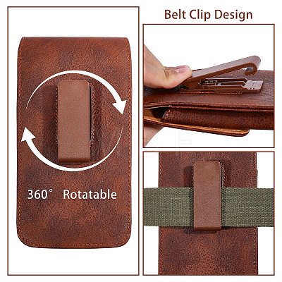 Rectangle Cowhide Mobile Phone Waist Belt Pouches AJEW-WH0596-953B-1