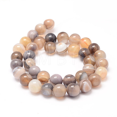Natural Striped Agate/Banded Agate Bead Strands X-G-K155-A-10mm-13-1