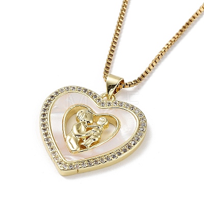 Mother's Day Brass Micro Pave Clear Cubic Zirconia Pendant Necklaces LS-NJEW-G126-01B-1