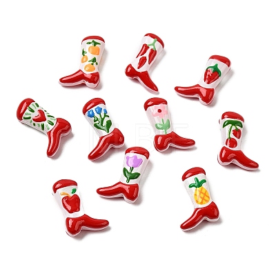 Boot Baking Paint Glass Enamel  Beads LAMP-C020-02-01-1