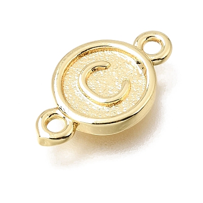 Brass Disc with Initial Links Connector Charms KK-E802-36G-C-1