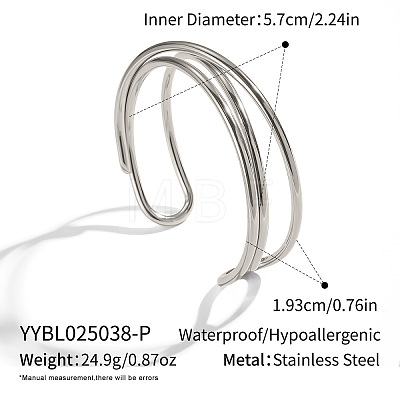 Minimalist 304 Stainless Steel Open Cuff Bracelets for Women VX8424-2-1