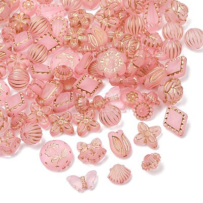 Frosted Transparent Acrylic Beads OACR-Z041-04-1