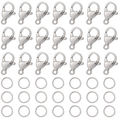 120Pcs 304 Stainless Steel Lobster Claw Clasps with 120Pcs Open Jump Rings STAS-SC0004-89-1