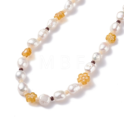 Natural Pearl Beaded Necklace NJEW-TA00018-01-1