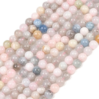Natural Morganite Round Bead Strands G-I159-6mm-1